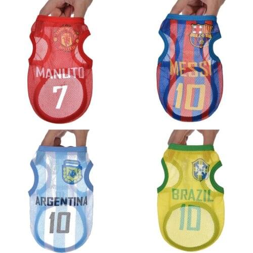 Pet Dog Clothes Summer Dog Football Shirts Sport Soccer Teams T-Shirts For Dogs Jersy Thin Breathable Sleeveless Puppy Clothes