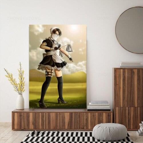 Levi Ackerman Maid Attack on Titan Canvas Home Decor Poster Pictures Wall Art Bedroom Decoration Living Room Prints Painting
