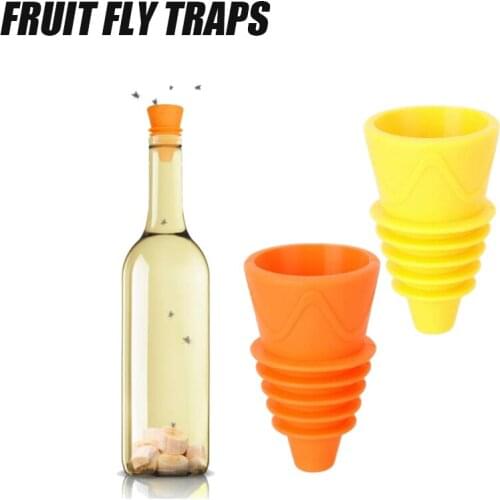 1-2pcs Flexible Flies Trap Indoor Fruit Fly Trap Reusable Fly Bottle Top Trap Fruit Flies Catcher Killer For Home Kitchen Garden