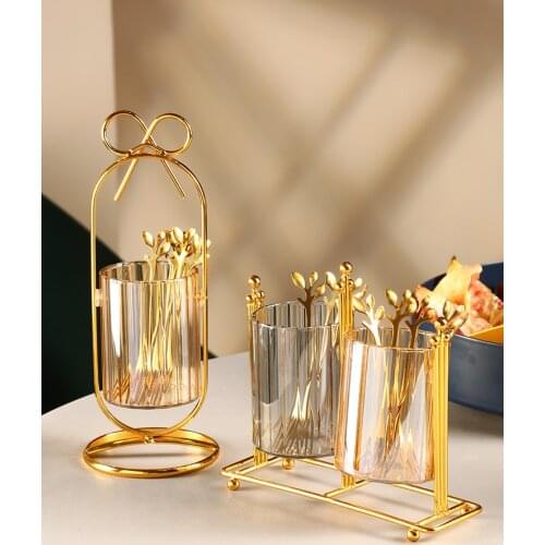 Stainless steel fruit fork spoon and glass storage jar household European style small luxury creative cute set cake dessert fork