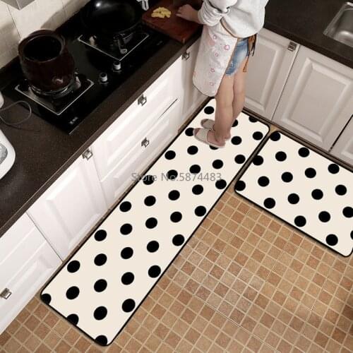 Fashion Modern Beige Black Polka Dot Kitchen Mat Combination Entry Mat Bedroom Long Bedside Blanket