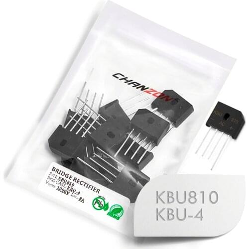 10 Pcs KBU810 Bridge Rectifier Diode 8A 1000V KBU-4 (SIP-4) Single Phase Full Wave 8 Amp 1000 Volt KBU 810 Silicon