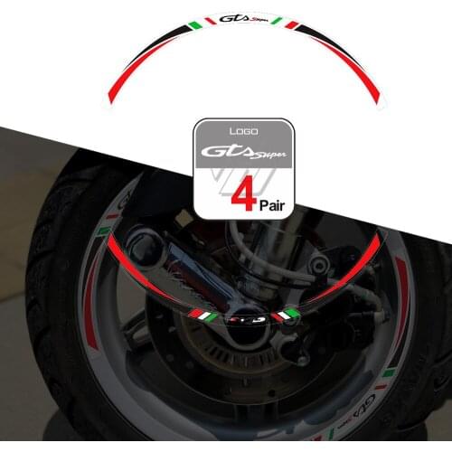 Motorcycle 12" Wheel Reflective Sticker Kit Case for Vespa Sei Giorni GTS 300 300ie Touring Rim