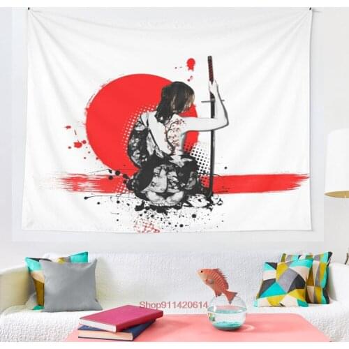 Trash Polka Female Samurai tapestry Coverlet Curtain Blanket Bedding Sheet Towel Throw Window Curtain Tapestries