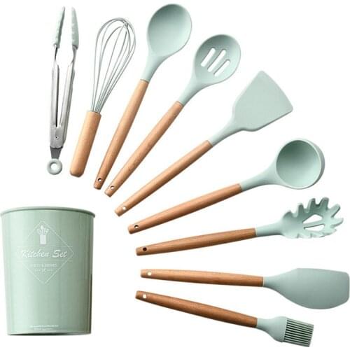 Silicone Kitchenware Set Kitchen Full Cookware Household Spatula Fish Noodle Soup Slotted Spoon Oil Brush Clip Thick Soup Spoon