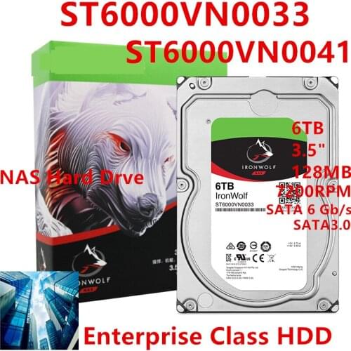 New Original HDD For Seagate IronWolf 6TB 3.5" SATA 128MB 7.2K For Internal HDD For Enterprise HDD For ST6000VN0033 ST6000VN0041