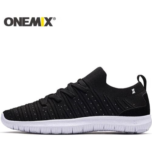 ONEMIX 2020 Summer Socks Running Shoes For Men Light Breathable Mesh Sneakers Male Knitted Slip On Lightweight Running Shoes