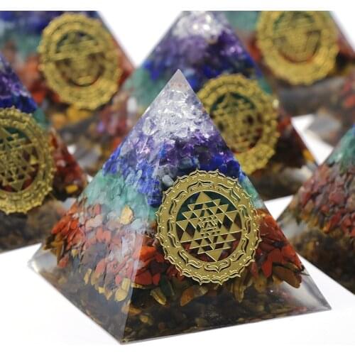 Orgone Pyramid Chakra Gemstone Chakra Pyramid Orgonite Crystal Ornament For Reiki Healing Meditation Pyramid Crafts