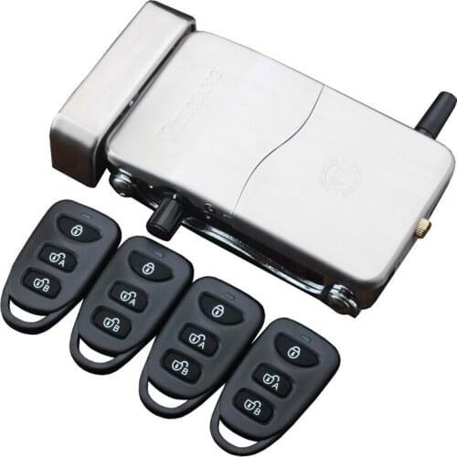 Remote Control Electronic Door Lock Set Security Padlock Lock Automatically Intellisense Household Warded Lock with 4 Remotes