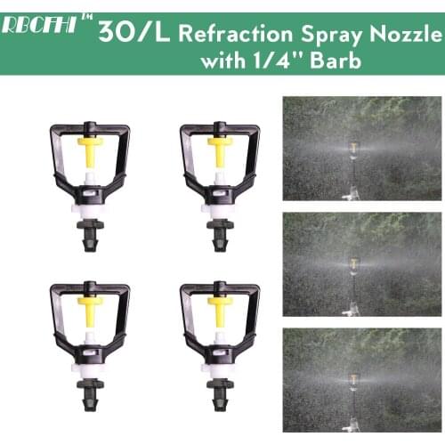 20PCS 30L/H Refraction Misting Nozzle Sprinklers 1/4'' Barb Spray Mist Atomiser Gardening Flowers Lawn Watering Plant Irrigation