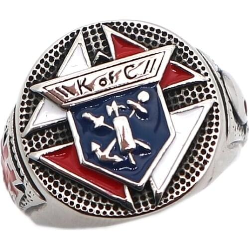 Unisex 316L Stainless Steel Knights of Columbus Christianity Catholicism K of C Cross Skull Ring