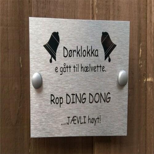 DIY House Number Norwegian Doorbell Broken Plaque Please Yell DING DONG House number