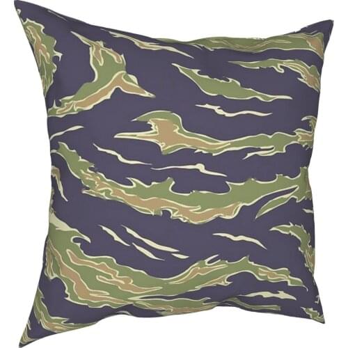 Tiger Stripe Camo Army Camouflage Pillow Case Home Decor Cushions Throw Pillow for Sofa Polyester Double-sided Printing Print