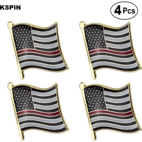 Thin Red Line 1 Flag Pin Lapel Pin Badge Brooch Icons 4pcs