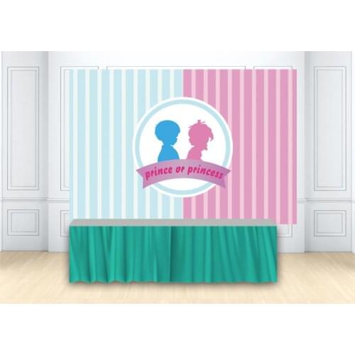 Prince Or Princess Gender Reveal Party Background Ideas Pink And Blue Baby Shower Photography Backdrop Curtain Supplies Banners
