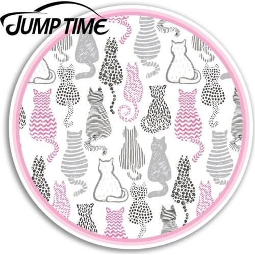 Jump Time for Pink Cats Vinyl Stickers Kitten Cute Sticker Laptop Luggage Camper Door Decal Waterproof Car Accessories
