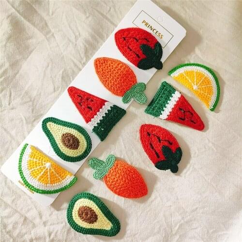 Korea Style Girl Hair Pins Knitting Wool Simplicity Cartoons Fruit Watermelon Hair Clips for Children Fashion Hair Accessories