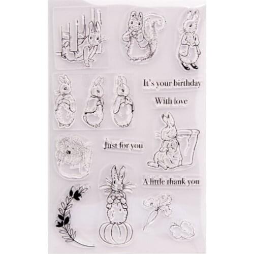 1pc Bunny Easter Transparent Clear Silicone Stamp Seal Cutting DIY Scrapbook Rubber Stamping Coloring Diary Decoration Reusable