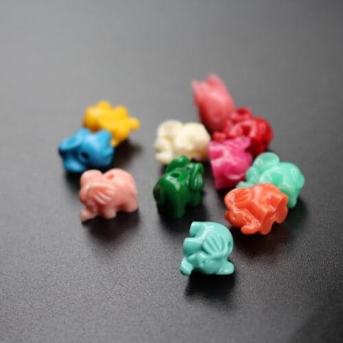 10Pcs Lovely Artificial Coral Animal Elephant Shape beads Multi-color for Jewelry making Necklace Bracelet Earring DIY