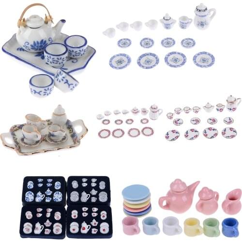 15/8/9/4/2Pcs 1:12 Dolls House Miniature Mugs Cups Pot Set Furniture Toys Coffee Tea Cups Dollhouse Kitchen Accessory