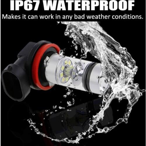 2PCS White Single High Power Canbus Universal H8 H9 H11 LED Fog Light Bulb DRL Daytime Running Light 6500K 100W Headlight