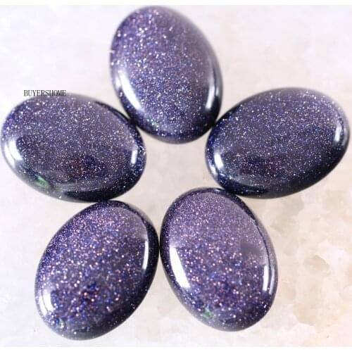 For Jewelry Making Necklace Pendant Bracelet Earrings 22x30MM Oval Natural Stone Bead Blue Sandstone CAB Cabochon 2Pcs K507