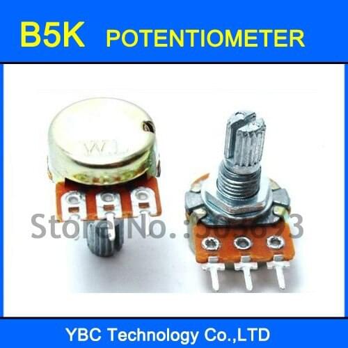 20pcs B5K 15MM 3 Pins Linear Taper Rotary Potentiometer Free Shipping