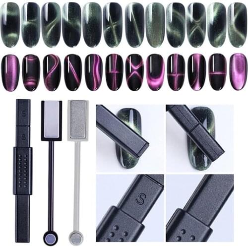 3PCS Kapmore Nail Magnetic Stick 3D Double-head Magnet Plate Wand Nail Magnet Tool Cat Eye Magnet Women Nail Art Tools