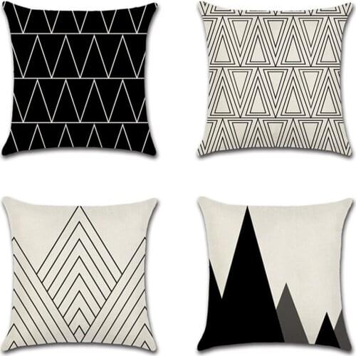 45x45cm Geometric Pillowcase Black and White Geometric Cushion Cover Wave Striped Printing Pillow Case For Bedroom Home Decor
