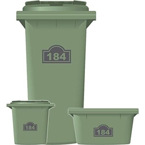 4X Personalised Printed Wheelie Bin Number Stickers House Number Street Name Style Multiple Colors