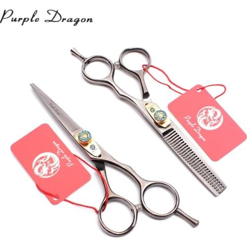 5.5" Purple Dragon 440C Black Hairdressing Scissors Normal Shears Thinning Scissors Professional Hair Scissors Barber Shop Z1020