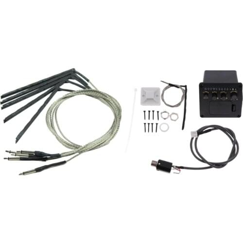 5 Pcs Sensitivity Piezo Bridge Pickup Cable & 1 Set 2 Band Pickup Eq Aeq-2T Equalizer Acoustic Guitar Washer Screws Set