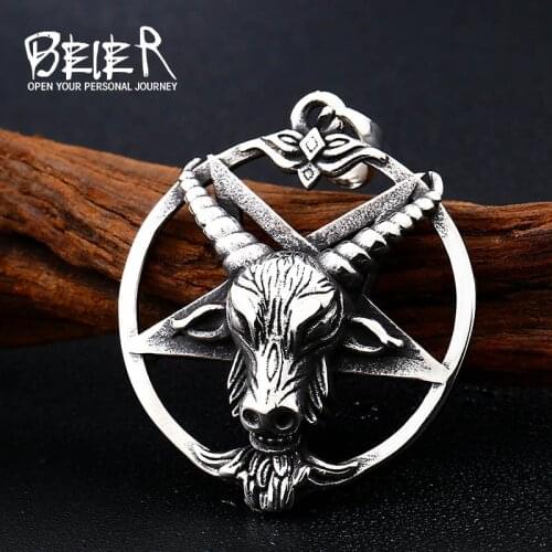 Beier new store 316L Stainless Steel Fashionable Lucky Pendant Pendant Vintage Mythology Sheepshead Totem pendant LLBP8-342P