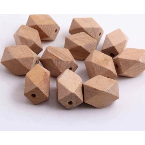 Kwoi vita AAA Quality Natural Color 20*15mm Large 100pcs/lot Chunky faceted Wood Beads for kids Necklace Making