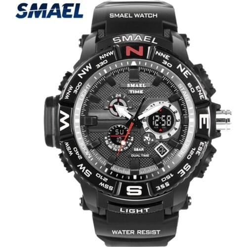 SMAEL Brand Watch Men LED Digital Watches Mens Sport Military Quartz Wristwatch Shock Resistant Waterproof 50M Relogio Masculino