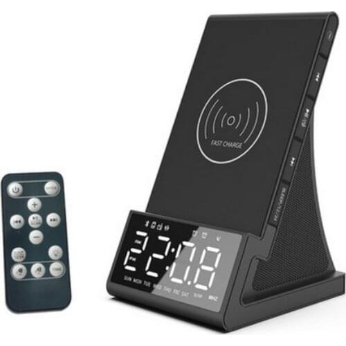 Digital Alarm Clock Radio with Wireless Charging FM Radio Bluetooth Speaker LED Snooze Alarm Clock USB Fast Charger for Bedroom