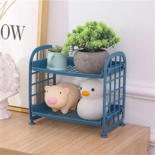 Two-layer Hollow Out Plastic Shelf Desktop Kitchen Finishing Shelf Bathroom Double-Layer Storage Shelf Bathroom Storage Rack