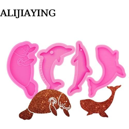 DY0088 DIY Shiny mini fish keychain silicone mold dolphin epoxy resin molds for jewelry Polymer Clay Candy Chocolate Moulds