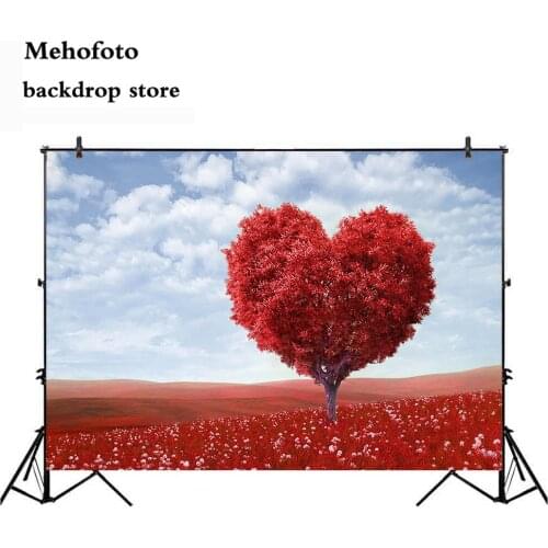 Mehofoto Red Love Sea Photography Backdrop Valentines Day Background for Photo Studio Spring Scenery for Decor Banner 247