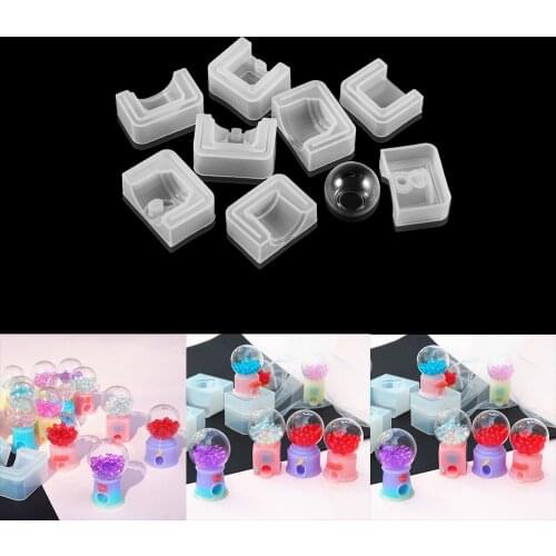 Gum balls Gashapon Machine Resin Mold Set Handmade Classic Glass Candy Twirling Funny Game Toy Pendant Resin Mold Art Crafts