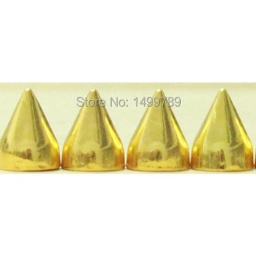 Hot DIY100Sets 9MM Gold Color Metal Bullet Spike Stud Punk Bag Belt Shoes Clothes Leathercraft Cone Rivet DIY Shipping Free