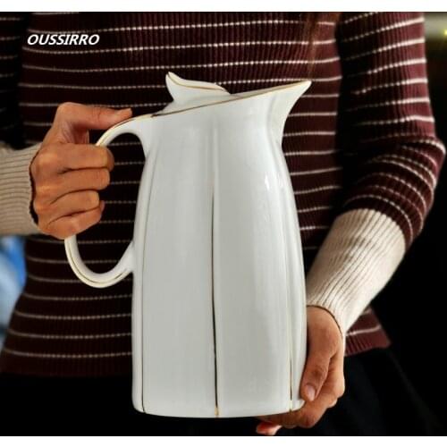 1.6L / 2.5L Ceramic Pitchers Water Bottles Cold Kettle No Explosion Jug Large Capacity Household Ceramic Thermos