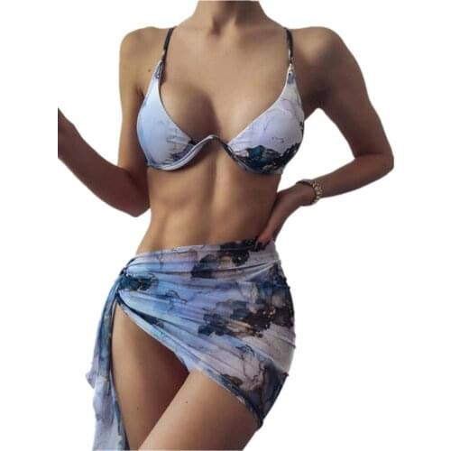 Three-Pieces/Set 2021 Swimwear Women Womens Swimming Suit Swimsuit Female Beach Wear Bikini Bather Bathing Suit Swim Beachwear