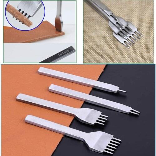 Leather Craft Tools Leather Hole Punches 2/4/6 Prong Punch Stitching Chisel for Leather Sewing Carving Crafting Tools