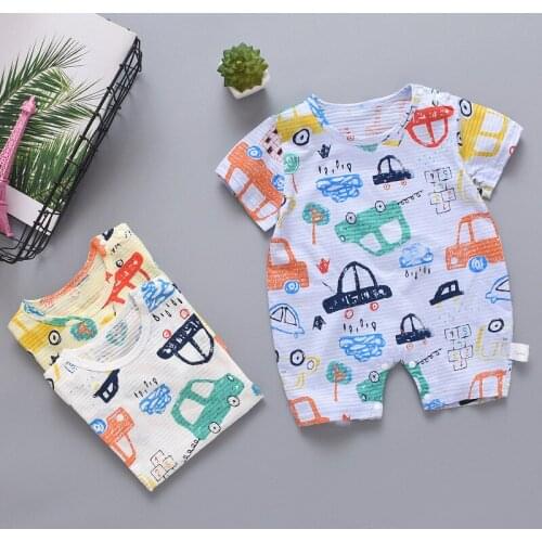 2020 Summer Baby Clothes Short Sleeved Baby Rompers Cotton Newborn Bodysuit Baby Pajama Boys Car Pineapple Print Romper Costumes