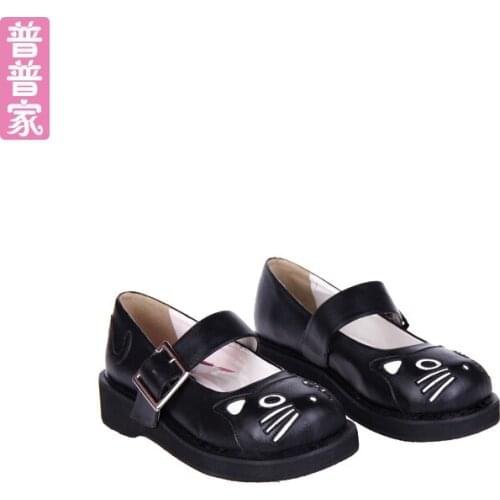 Princess sweet lolita shoes Summer and spring classic animation shoes cos Cat Animal Round-headed Cute lovely Shoes pu9621