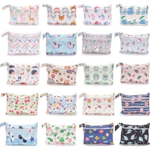 Reusable Wet Bag Mini Wetbag For Menstrual Nursing Pads Printed PUL Single Pocket Stroller Bags Maternity Diaper Bag 15*22.5cm