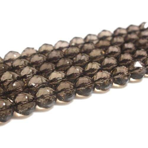 Natural 84Facet Smoky Quartz Fine Gemstone 6 8 10 12mm Grey Crystal Round Beads Accessories for Necklace Bracelet DIY Jewelry