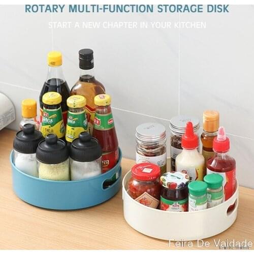 Non-Slip Rotating Storage Tray Fruit Snack Dried Storage Plate Multifunctional Plastic Desktop Organizer For Kitchen Bathroom