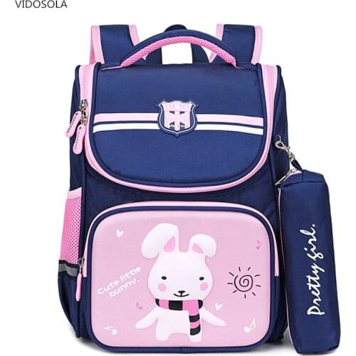 New Cartoon Rabbit Girls Boys School Bags Kids Backpack Reflective strip Bookbag Orthopedic School Bags Mochila Infantil